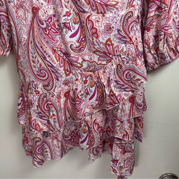 Melissa Odabash Pink Paisley Floral Motif Print Viscose Tabitha WrapDress NWOT L - Picture 9 of 16